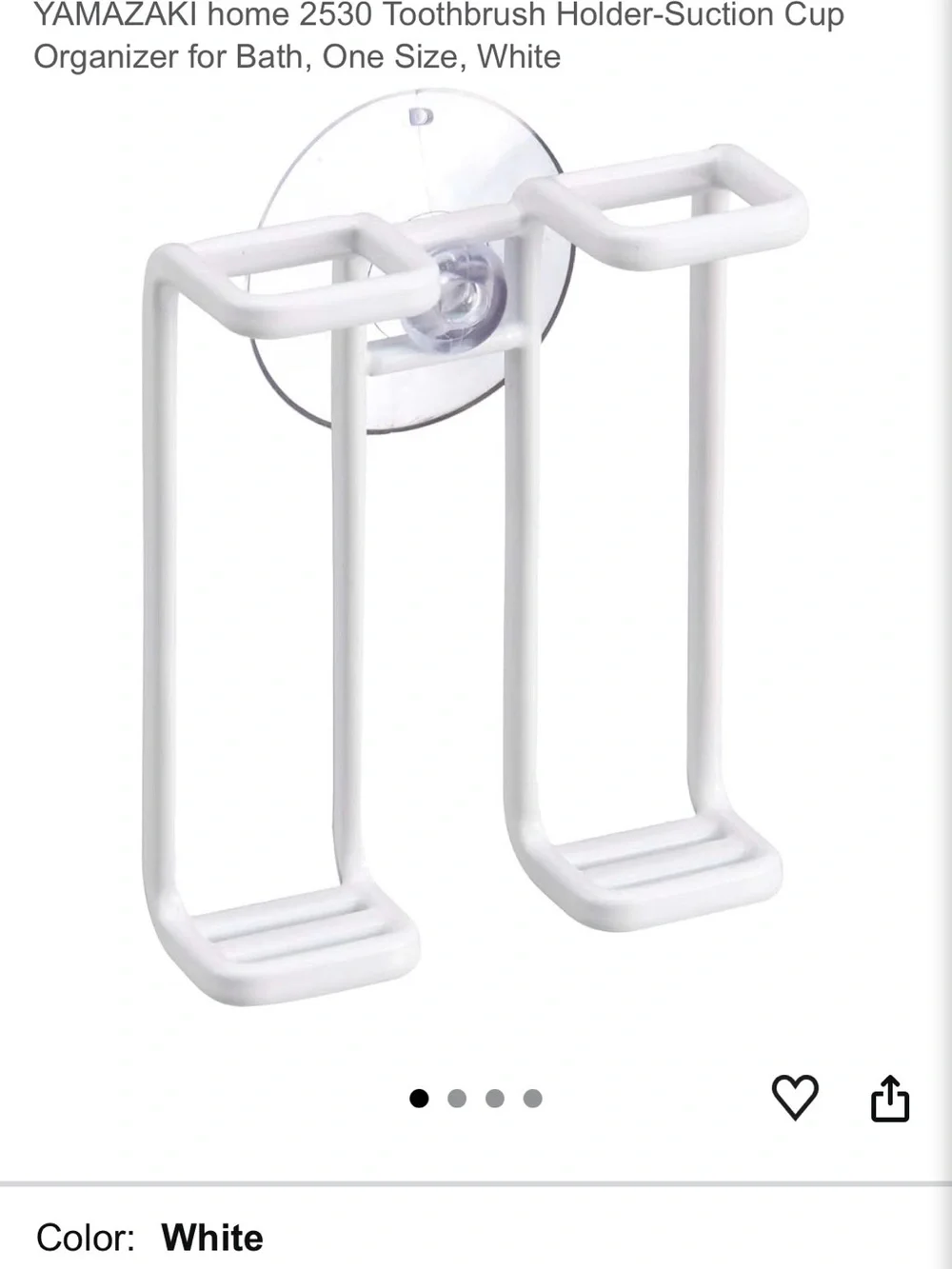 YAMAZAKI Home Toothbrush & Razor Holder - White